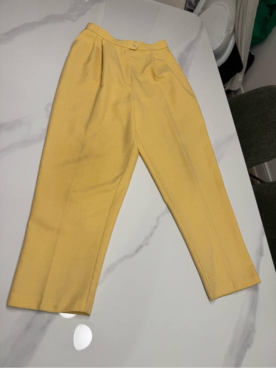 VIPetites Pants - Vintage High-Waist Yellow Tailored Women's Trousers